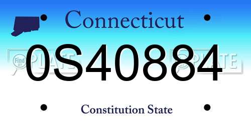 0S40884 Connecticut License Plate