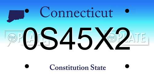 0S45X2 Connecticut License Plate