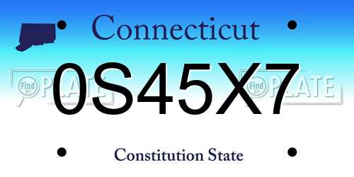 0S45X7 Connecticut License Plate