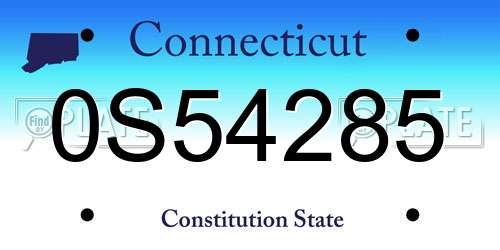 0S54285 Connecticut License Plate