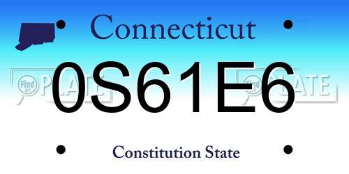 0S61E6 Connecticut License Plate