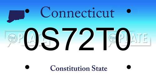 0S72T0 Connecticut License Plate