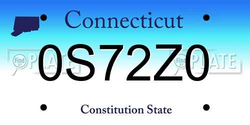 0S72Z0 Connecticut License Plate