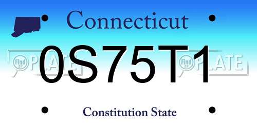0S75T1 Connecticut License Plate