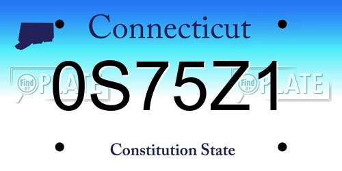 0S75Z1 Connecticut License Plate