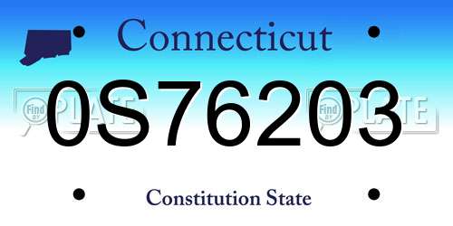 0S76203 Connecticut License Plate