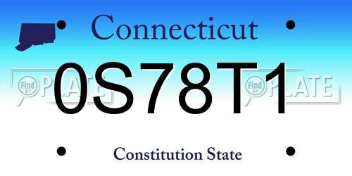 0S78T1 Connecticut License Plate