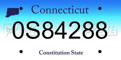 0S84288 Connecticut License Plate