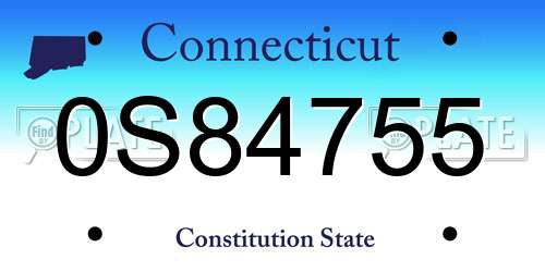 0S84755 Connecticut License Plate