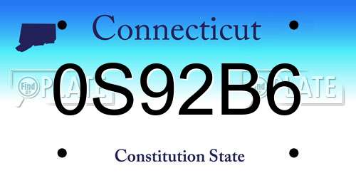 0S92B6 Connecticut License Plate