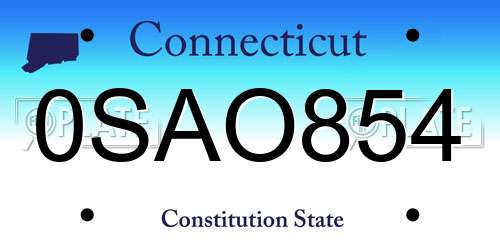 0SAO854 Connecticut License Plate