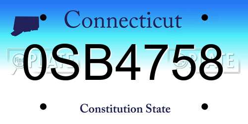 0SB4758 Connecticut License Plate