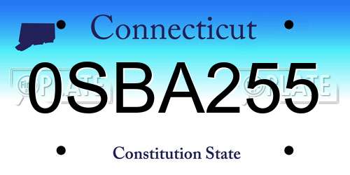 0SBA255 Connecticut License Plate