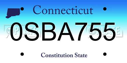 0SBA755 Connecticut License Plate