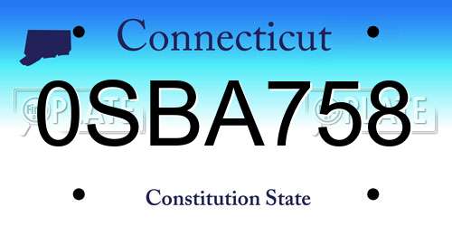 0SBA758 Connecticut License Plate