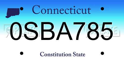 0SBA785 Connecticut License Plate