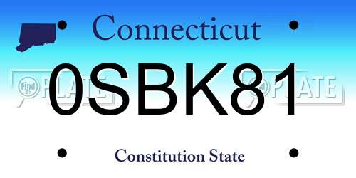 0SBK81 Connecticut License Plate
