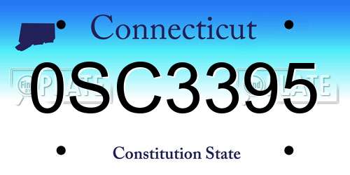 0SC3395 Connecticut License Plate