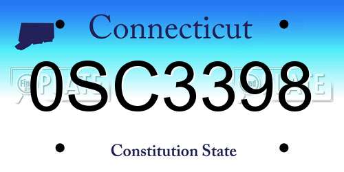 0SC3398 Connecticut License Plate