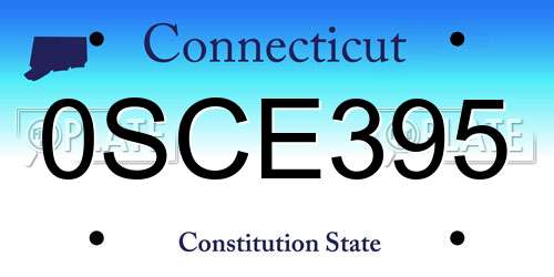 0SCE395 Connecticut License Plate