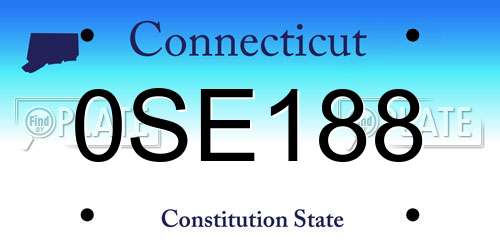 0SE188 Connecticut License Plate