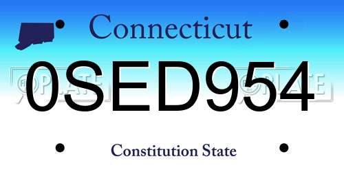 0SED954 Connecticut License Plate