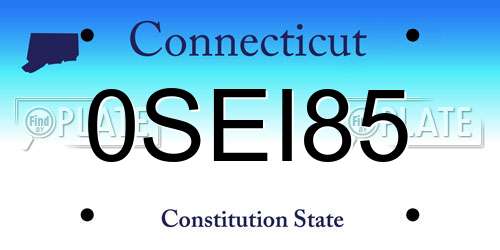 0SEI85 Connecticut License Plate