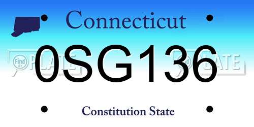 0SG136 Connecticut License Plate