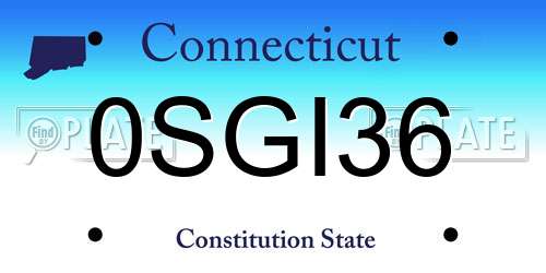 0SGI36 Connecticut License Plate