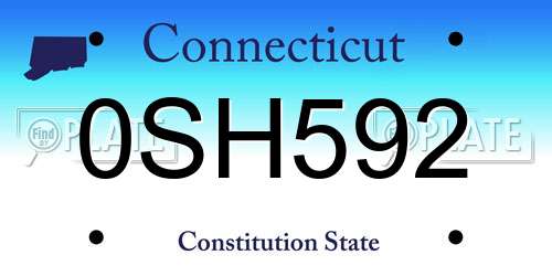 0SH592 Connecticut License Plate