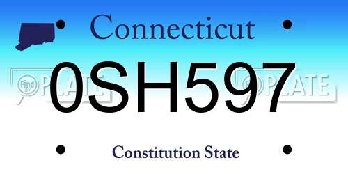 0SH597 Connecticut License Plate