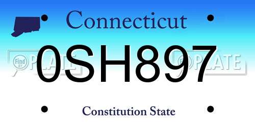 0SH897 Connecticut License Plate