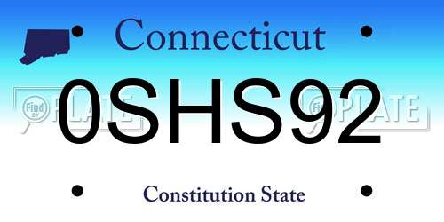 0SHS92 Connecticut License Plate