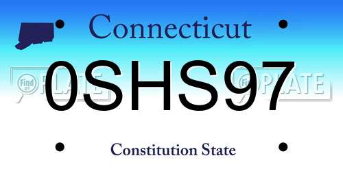 0SHS97 Connecticut License Plate
