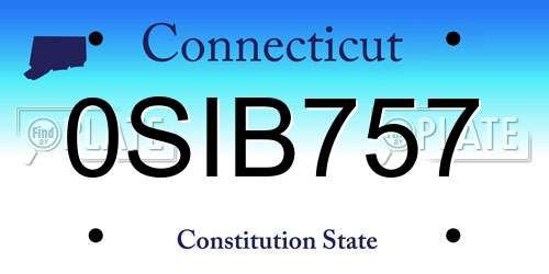 0SIB757 Connecticut License Plate