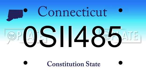 0SII485 Connecticut License Plate