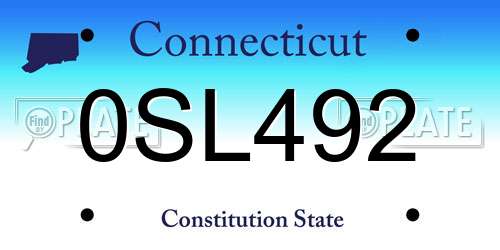 0SL492 Connecticut License Plate