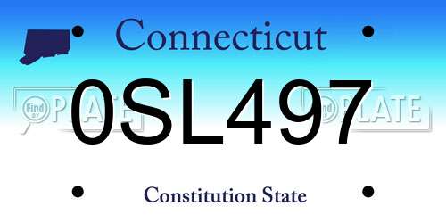 0SL497 Connecticut License Plate