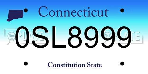 0SL8999 Connecticut License Plate
