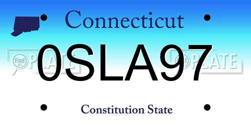 0SLA97 Connecticut License Plate