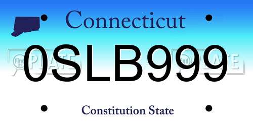 0SLB999 Connecticut License Plate