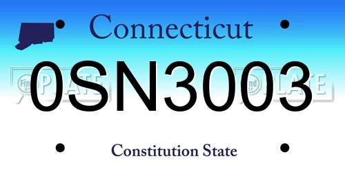 0SN3003 Connecticut License Plate