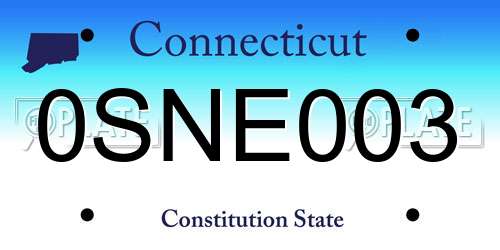 0SNE003 Connecticut License Plate