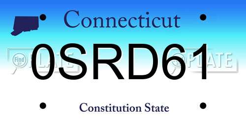 0SRD61 Connecticut License Plate