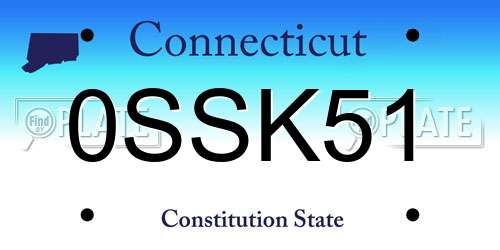0SSK51 Connecticut License Plate