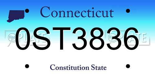 0ST3836 Connecticut License Plate