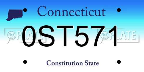 0ST571 Connecticut License Plate