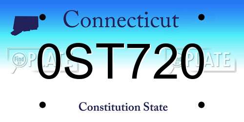 0ST720 Connecticut License Plate