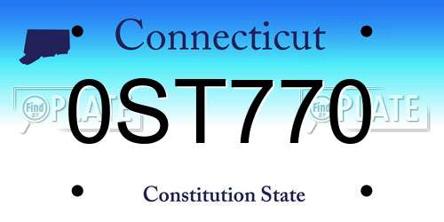 0ST770 Connecticut License Plate