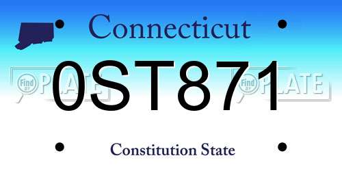 0ST871 Connecticut License Plate